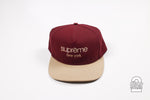 Supreme Snapback Hat "Burgundy Classic Logo"