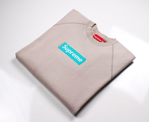 Supreme Box Logo Crewneck "Oatmeal/Teal"